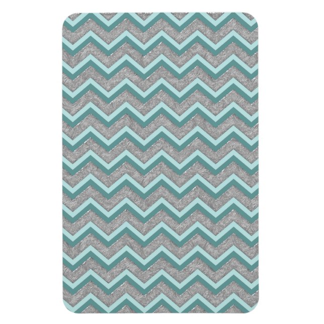 Silver Foil and Teal ZigZag Magnet (Vertical)