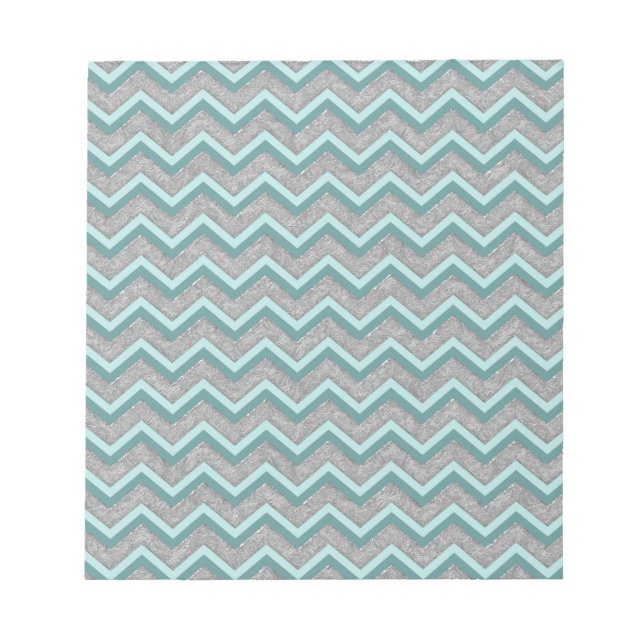 Silver Foil and Teal ZigZag Notepad (Front)