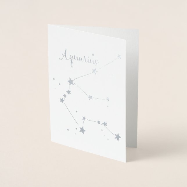 Silver Foil Aquarius Zodiac Constellation Card (Front)