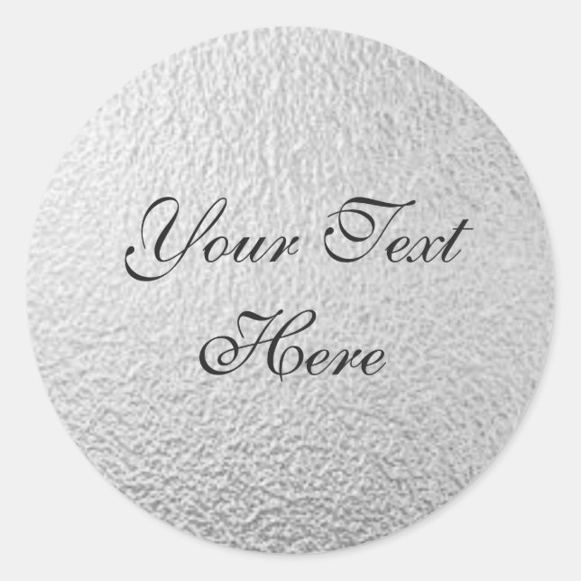 Silver Foil Background Customisable Round Sticker (Front)