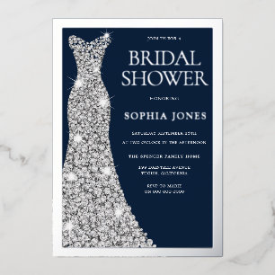 Silver Foil Border Wedding Dress Bridal Shower
