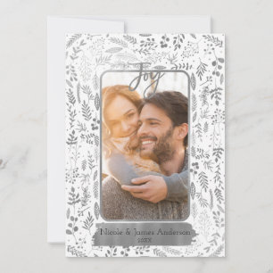 Silver Foil Botanical Modern Glam Holiday Photo