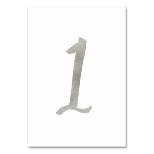 Silver foil chic wedding table number Table 1