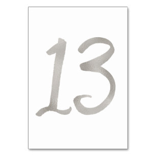 Silver foil chic wedding table number Table 13