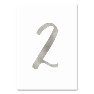 Silver foil chic wedding table number Table 2