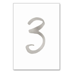 Silver foil chic wedding table number Table 3