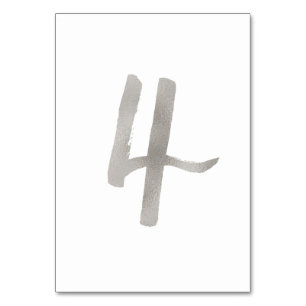 Silver foil chic wedding table number Table 4