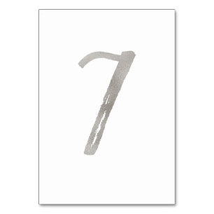 Silver foil chic wedding table number Table 7