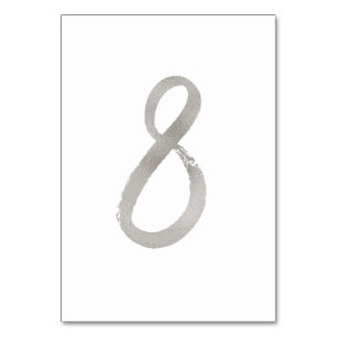Silver foil chic wedding table number Table 8