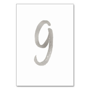 Silver foil chic wedding table number Table 9
