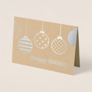 Silver Foil Christmas Ornaments Happy Holidays Foil Card