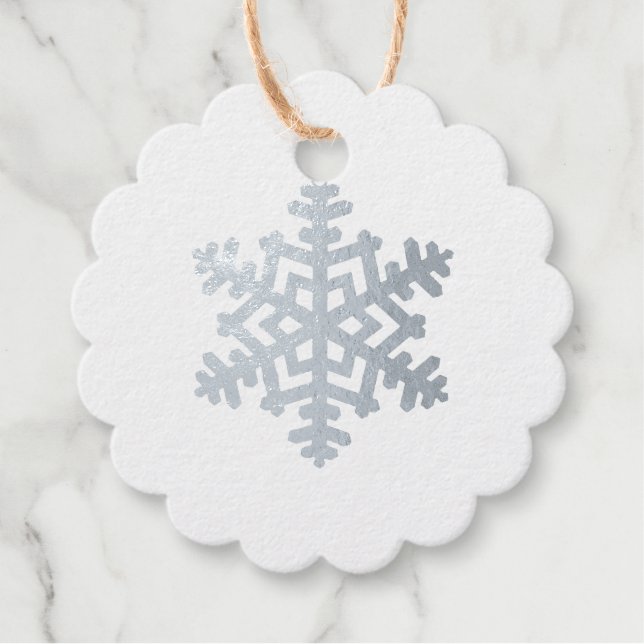 Silver Foil Christmas Snowflake Favour Tags (Front)