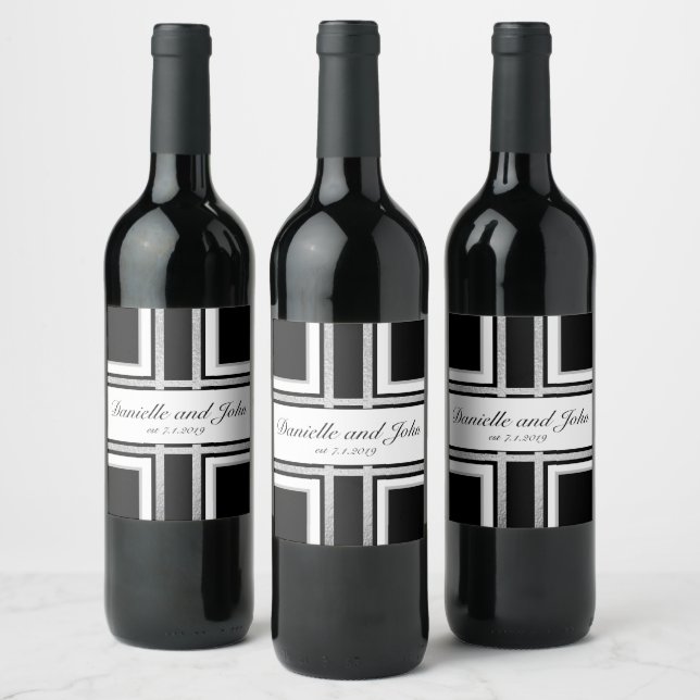 Silver Foil Colour Block Wine Label (Bottles)
