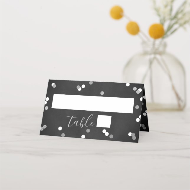 Silver Foil Confetti Bridal Shower Place Card (Front)