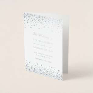 Silver Foil Confetti Dots Wedding Ceremony Program Card