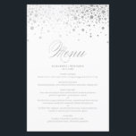Silver Foil Confetti Dots Wedding Menu Card<br><div class="desc">Customisable menu card featuring faux silver foil confetti dots and stripes pattern. This elegant menu card is perfect for any wedding theme and season. Personalise by adding names,  date and menu details.</div>