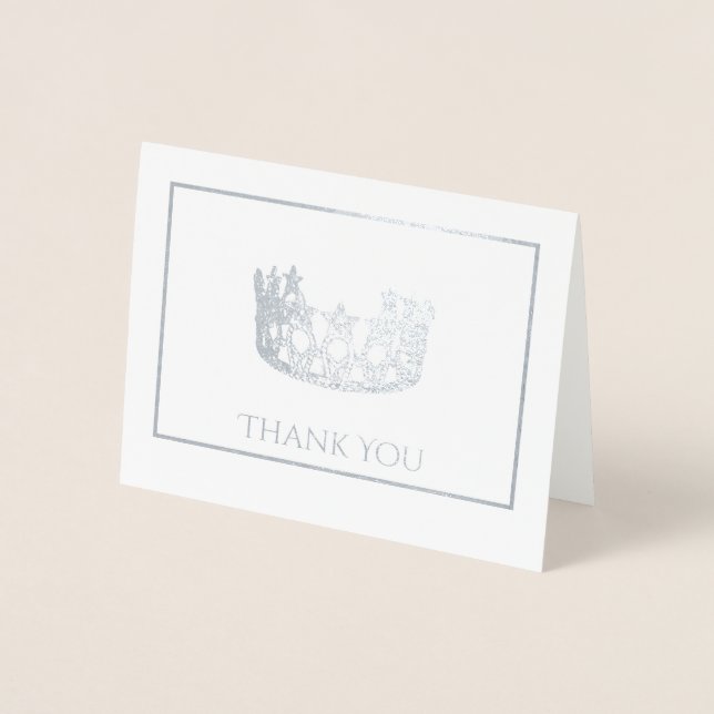 Silver Foil Crown Small Note Card (Front)