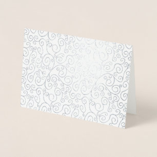 Silver Foil Curvy Pattern on White Foil Card