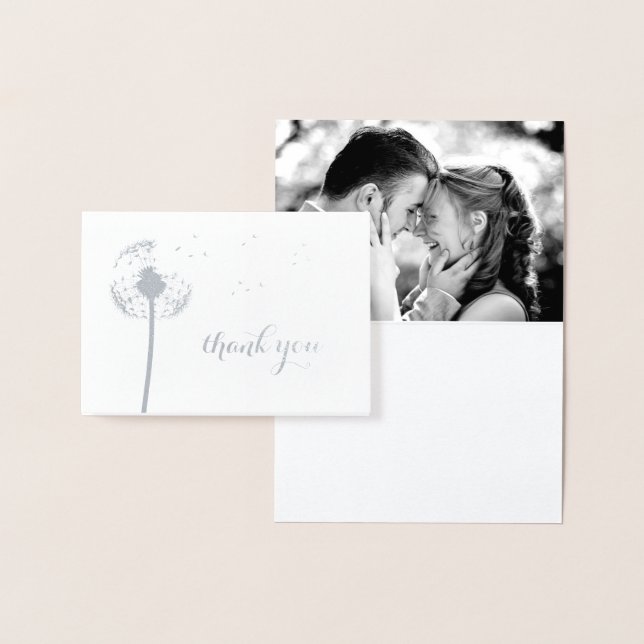 Silver Foil Dandelion Photo Thank You on Kraft Foil Card (Display)