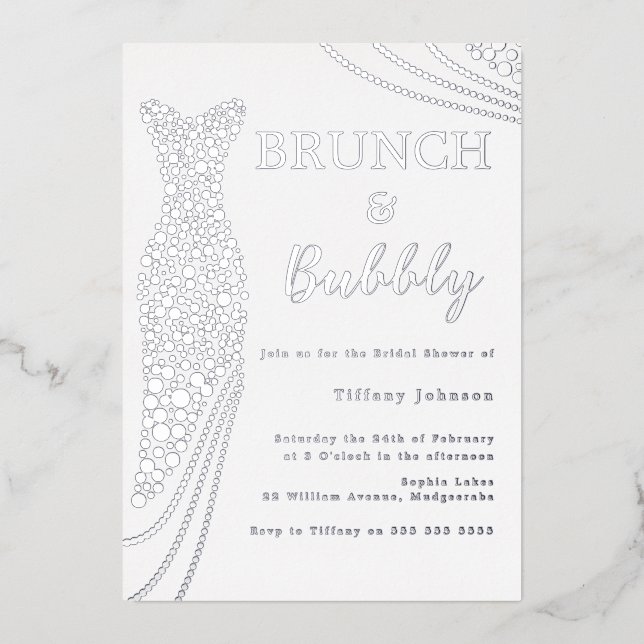 Silver Foil Dress Bridal Shower Brunch & Bubbly (Front)