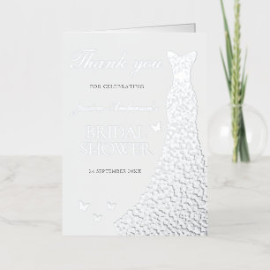 Silver Foil Dress Bridal Shower Thank You Card