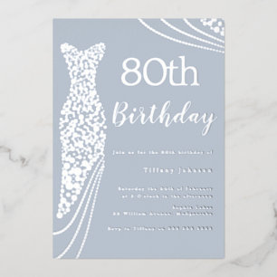 Silver Foil Dress Elegant 80th Birthday