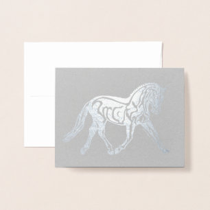 Silver Foil Dressage Horse Card
