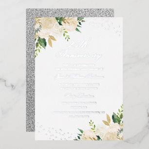 SILVER FOIL Floral 25th Anniversary