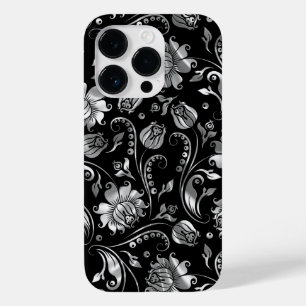 Silver Foil Floral Damasks Pattern Case-Mate iPhone 14 Pro Case