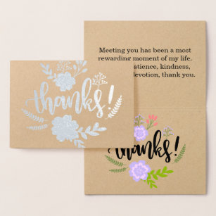 Silver Foil floral typography Sincere thank you Foil Card