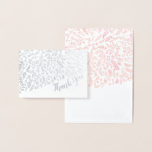 Silver Foil Floral Typography Thank You Card