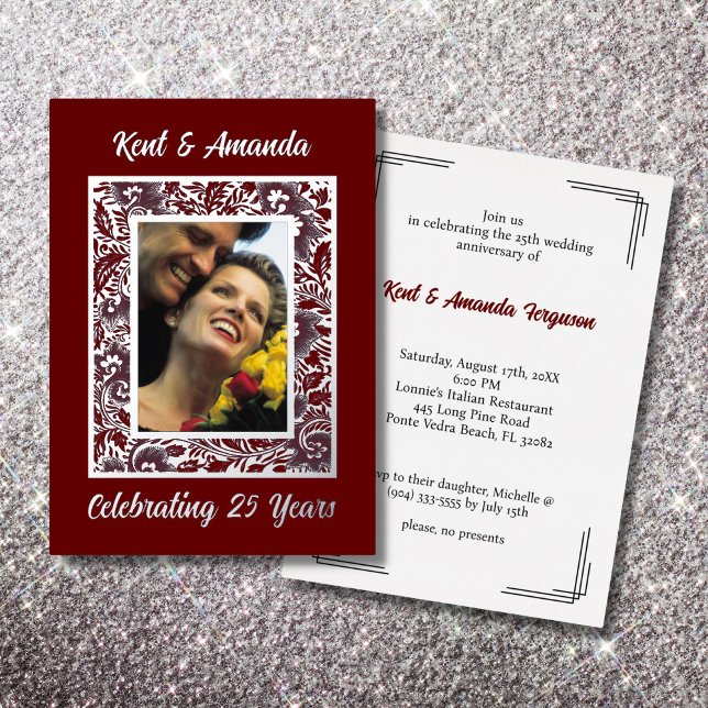 Silver Foil Frame 25th Anniversary Invitation (Creator Uploaded)