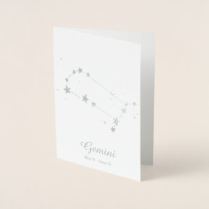 Silver Foil GEMINI Zodiac Sign Constellation Card