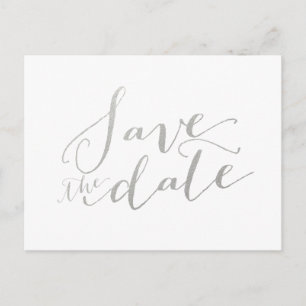 Silver Foil Glamour Save the Date Postcard
