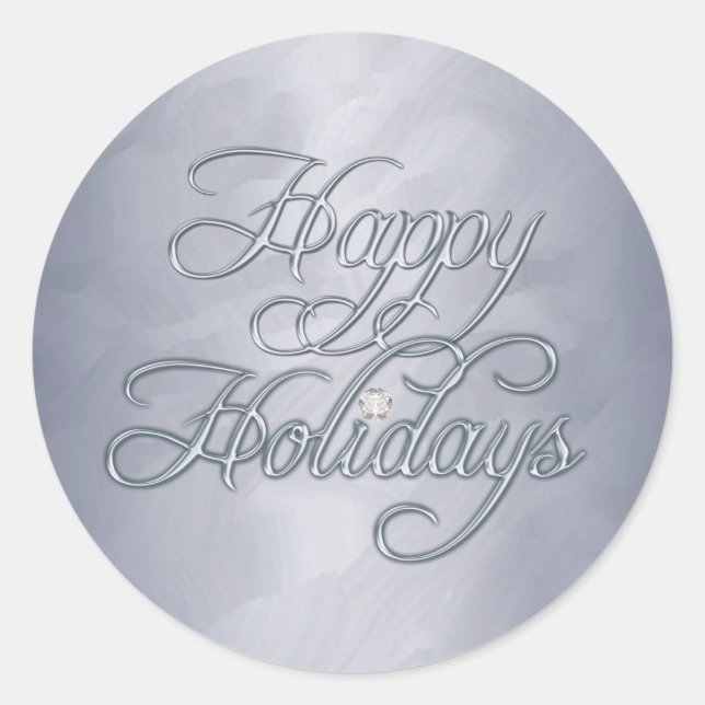 Silver Foil Happy Holidays Diamond Sticker (Front)