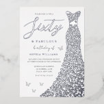 Silver Foil Heart Gown 60th Birthday Party Real<br><div class="desc">Rose Gold Heart Gown 60th Birthday Party Real Foil Invitation
Sixty & Fabulous

See other invitations in our Niche and Nest Store</div>