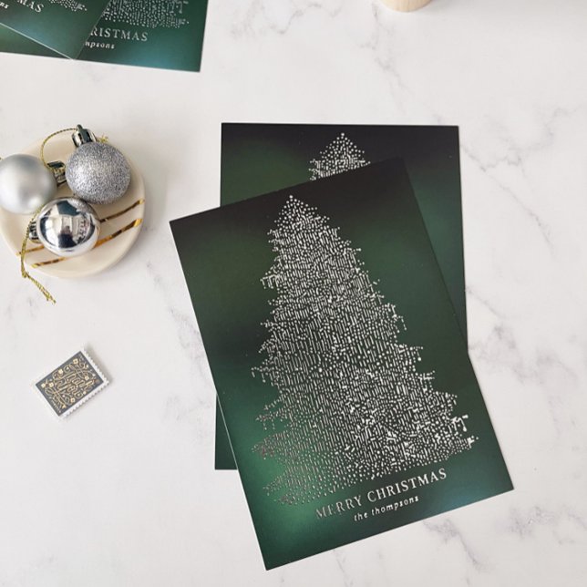 Silver Foil Illustrated Christmas Tree Card (Creator Uploaded)