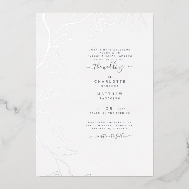 Silver Foil Ivy Both Sets of Parents Wedding (Front)