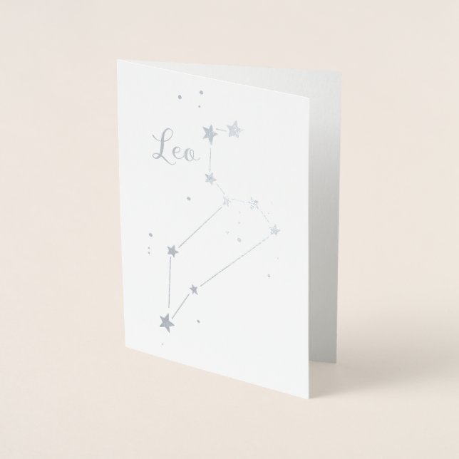Silver Foil Leo Zodiac Constellation Card (Front)