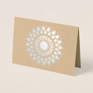 Silver Foil Lotus Mandala Card