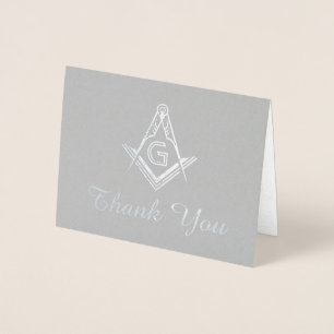 Silver Foil Masonic Thank You Cards   Freemason