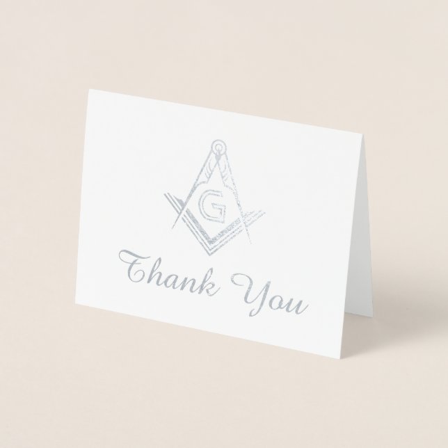 Silver Foil Masonic Thank You Cards | Freemason (Front)
