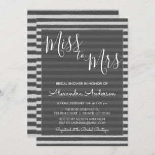 Silver Foil Miss to Mrs Bridal Shower Invitation
