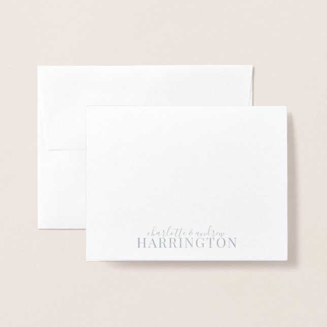 Silver Foil Monogram Couple Name Foil Card (Front With Envelope)