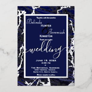 Silver Foil & Navy Blue 5" x 7"