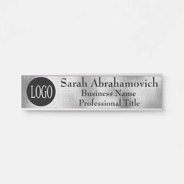Silver Foil Office Door Signs Name Plate (Front)