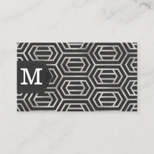 Silver Foil Pattern   Monogram  Business Card