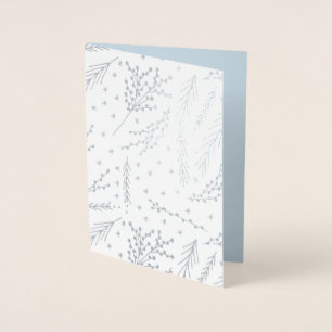 Silver Foil Pines Christmas Holiday Greeting Card