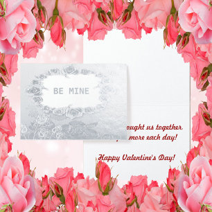 Silver Foil Roses Be Mine Valentine's Day Card