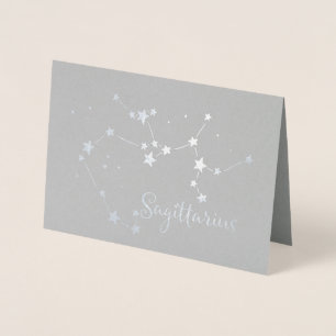 Silver Foil Sagittarius Zodiac Constellation Card